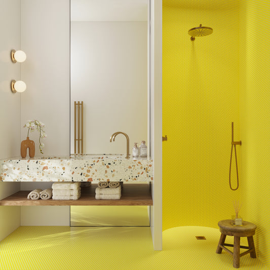 Yellow 12 x 12 Glossy Porcelain Mosaic Tile - Sample