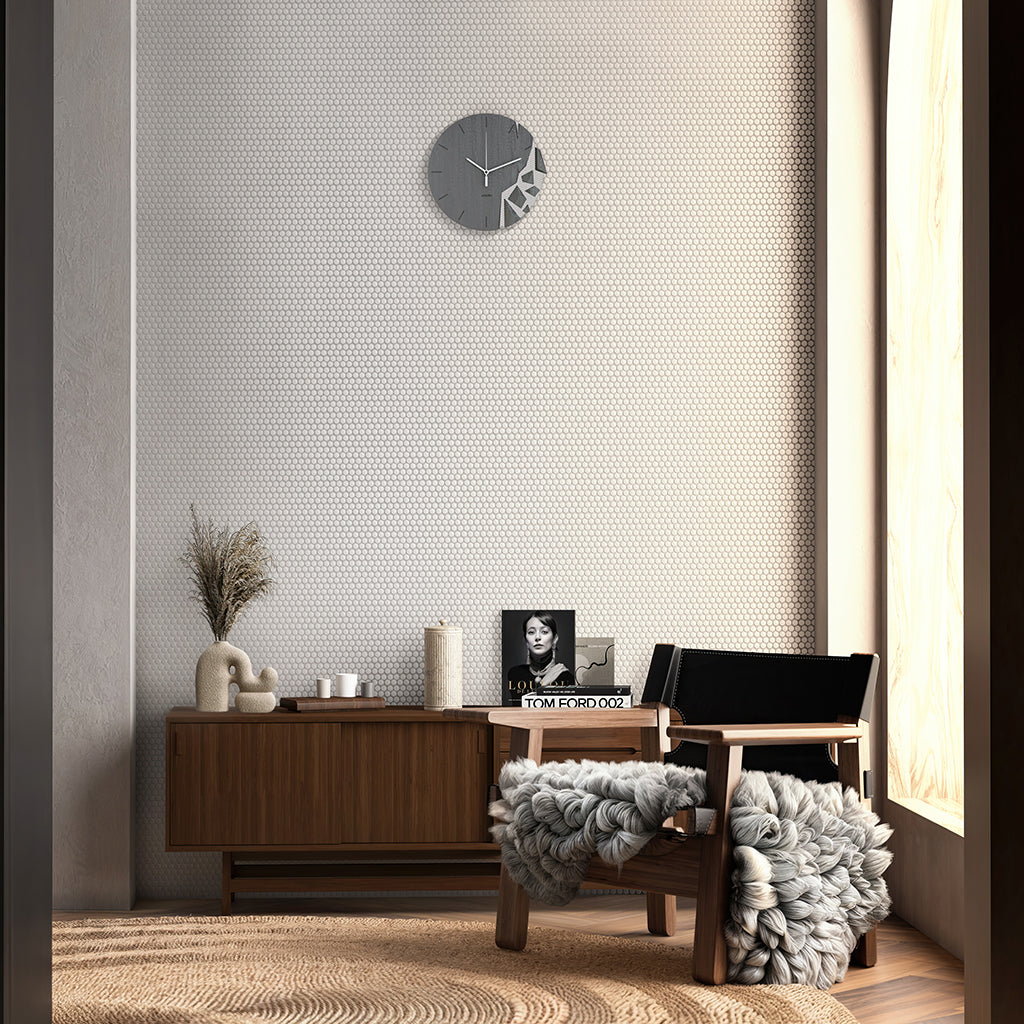 Cotton White 12 x 12 Glossy Porcelain Mosaic Tile - Sample