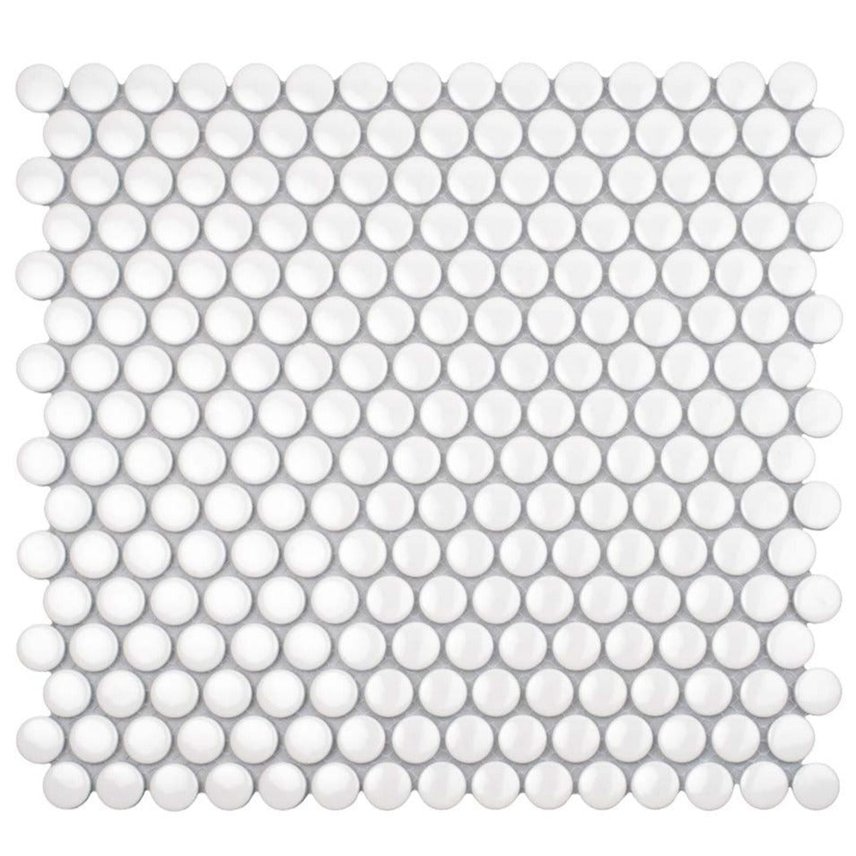 Cotton White 12 x 12 Glossy Porcelain Mosaic Tile - Sample
