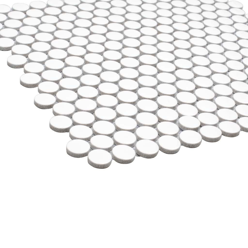 Cotton White 12 x 12 Glossy Porcelain Mosaic Tile - Sample