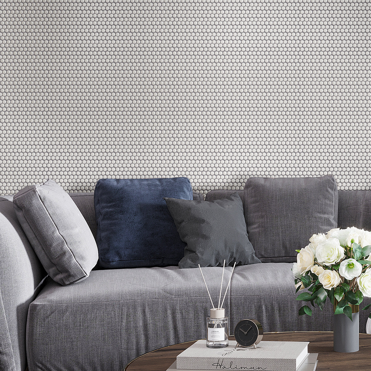 Cotton White 12 x 12 Glossy Porcelain Mosaic Tile - Sample