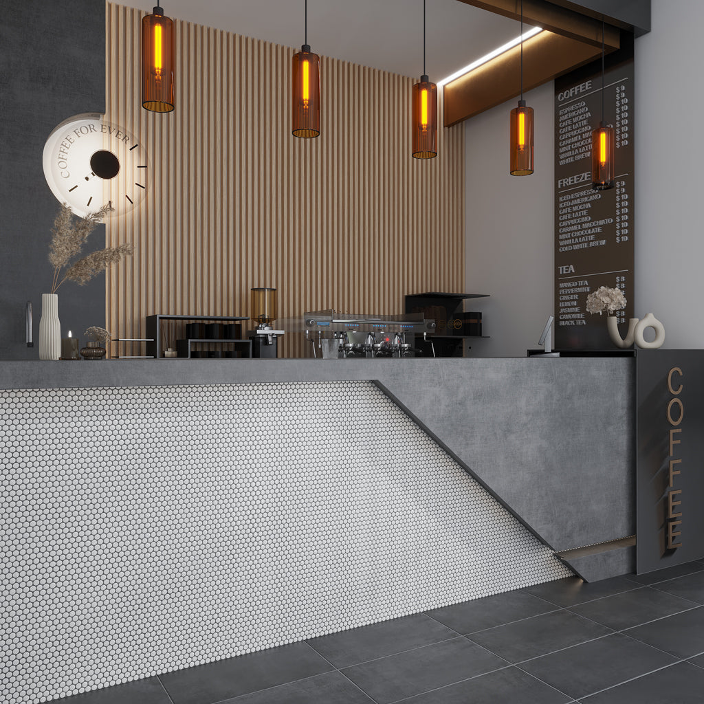 Cotton White 12 x 12 Glossy Porcelain Mosaic Tile - Sample