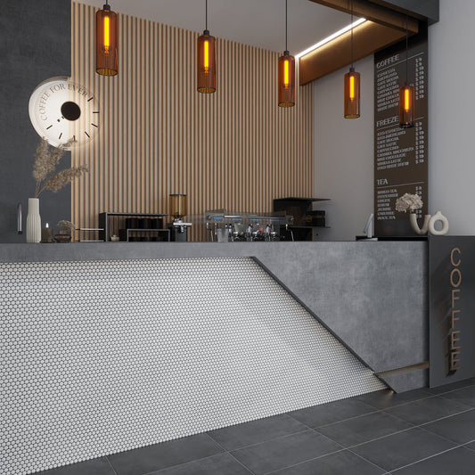 Cotton White 12 x 12 Glossy Porcelain Mosaic Tile - Sample