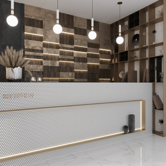 Pearl White 12 x 12 Matte Porcelain Mosaic Tile - Sample