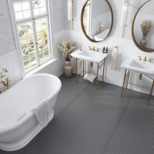 Black 12 x 12 Glossy Porcelain Mosaic Tile - Sample