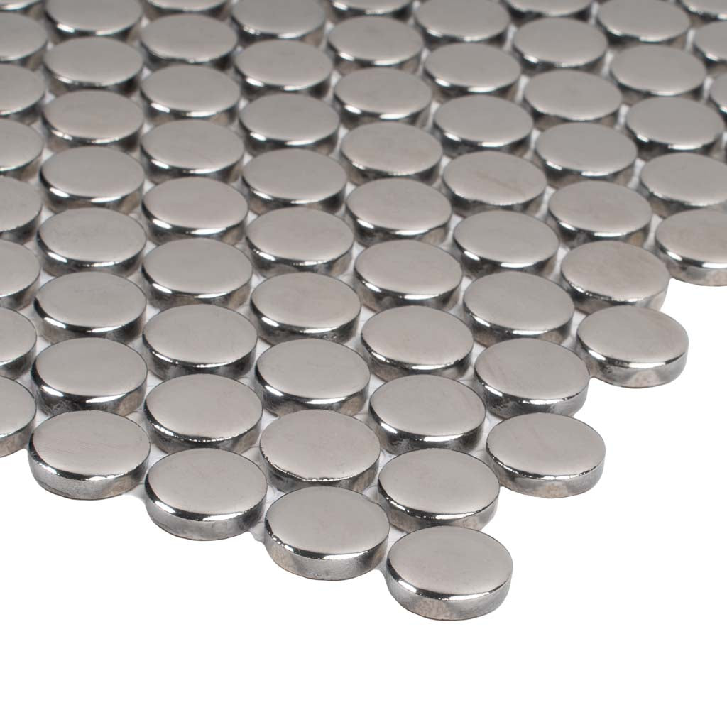 Metallic Silver 12 x 12 Glossy Porcelain Mosaic Tile