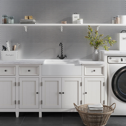 Metallic Silver 12 x 12 Glossy Porcelain Mosaic Tile - Sample