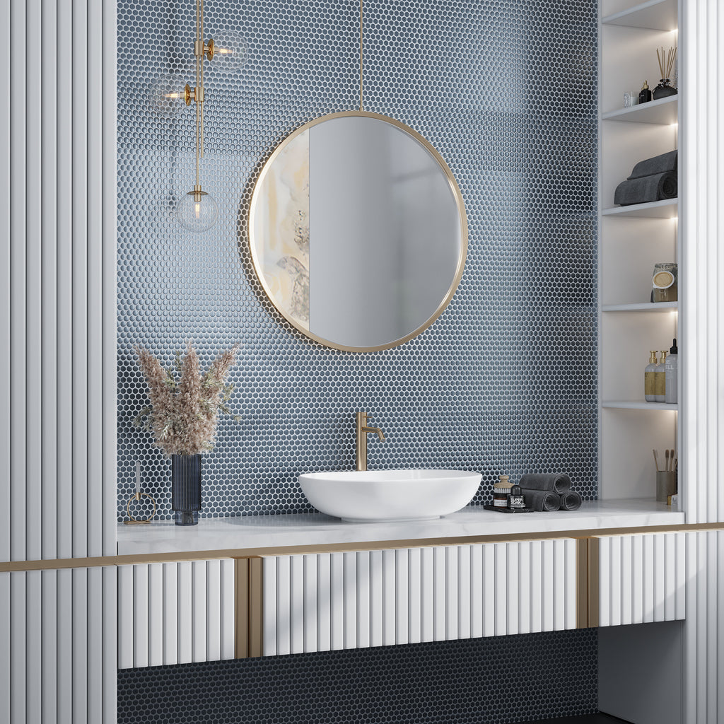 Denim Blue 12 x 12 Matte Porcelain Mosaic Tile