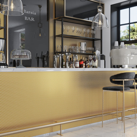 Gold 12 x 12 Glossy Porcelain Mosaic Tile - Sample