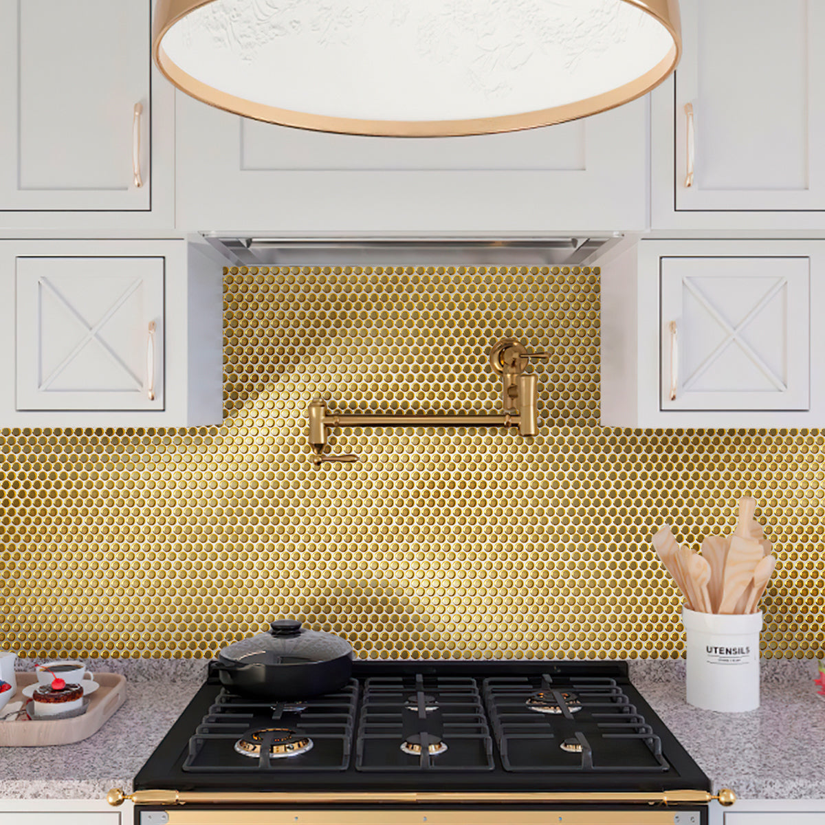 Gold 12 x 12 Glossy Porcelain Mosaic Tile