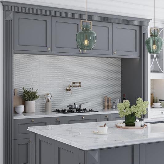 Portland Gray 12 x 12 Glossy Porcelain Mosaic Tile - Sample