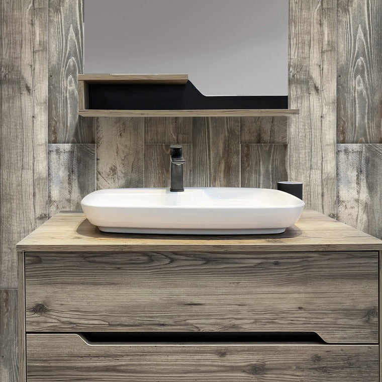 gray 8x48 matte porcelain tile with wood grain texture and natural variation