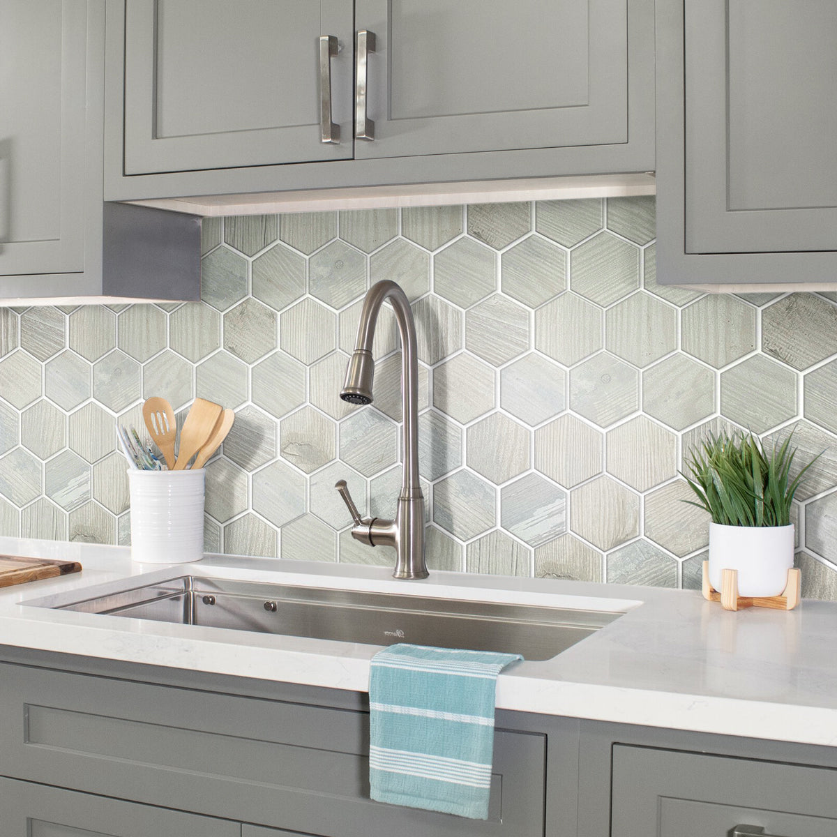 Light Gray 10 x 12 Matte Porcelain Hexagon Tile