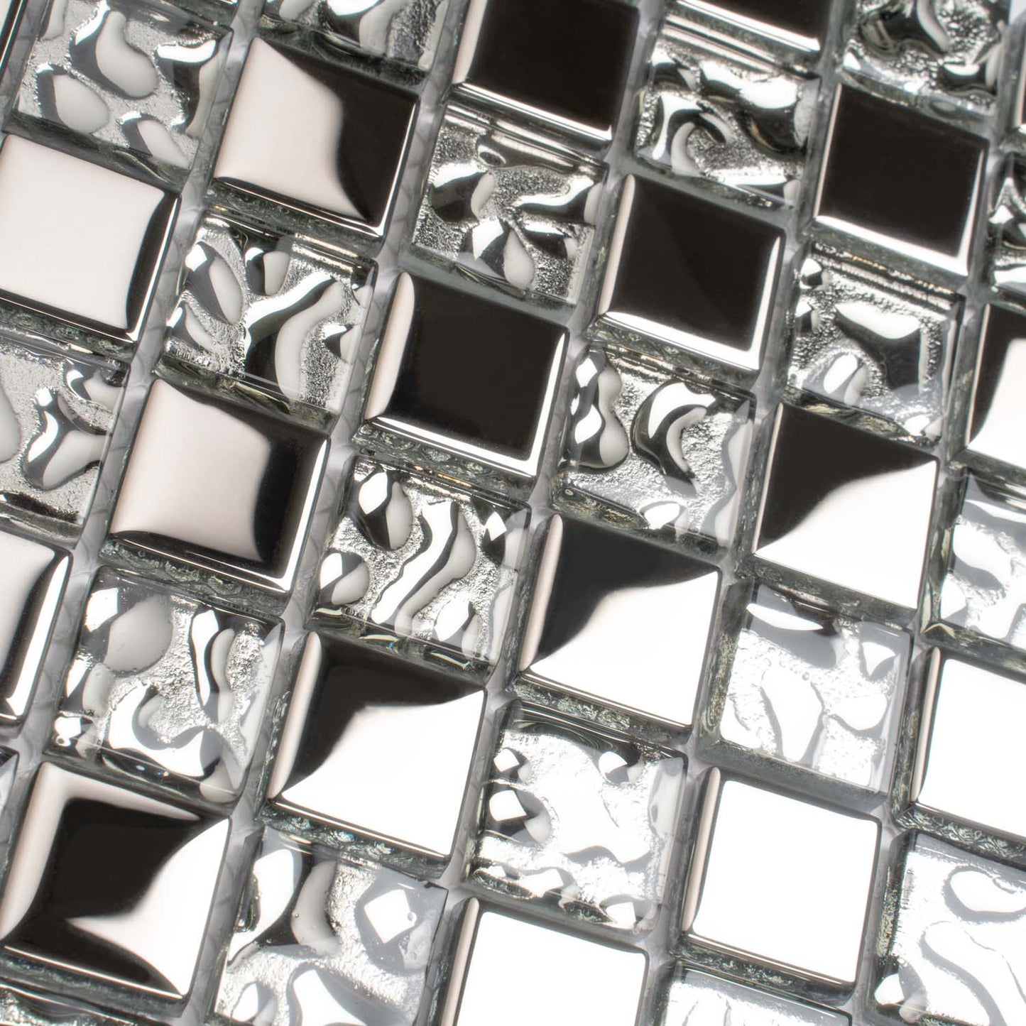 Silver 12 x 12 Glossy Glass Mosaic Tile