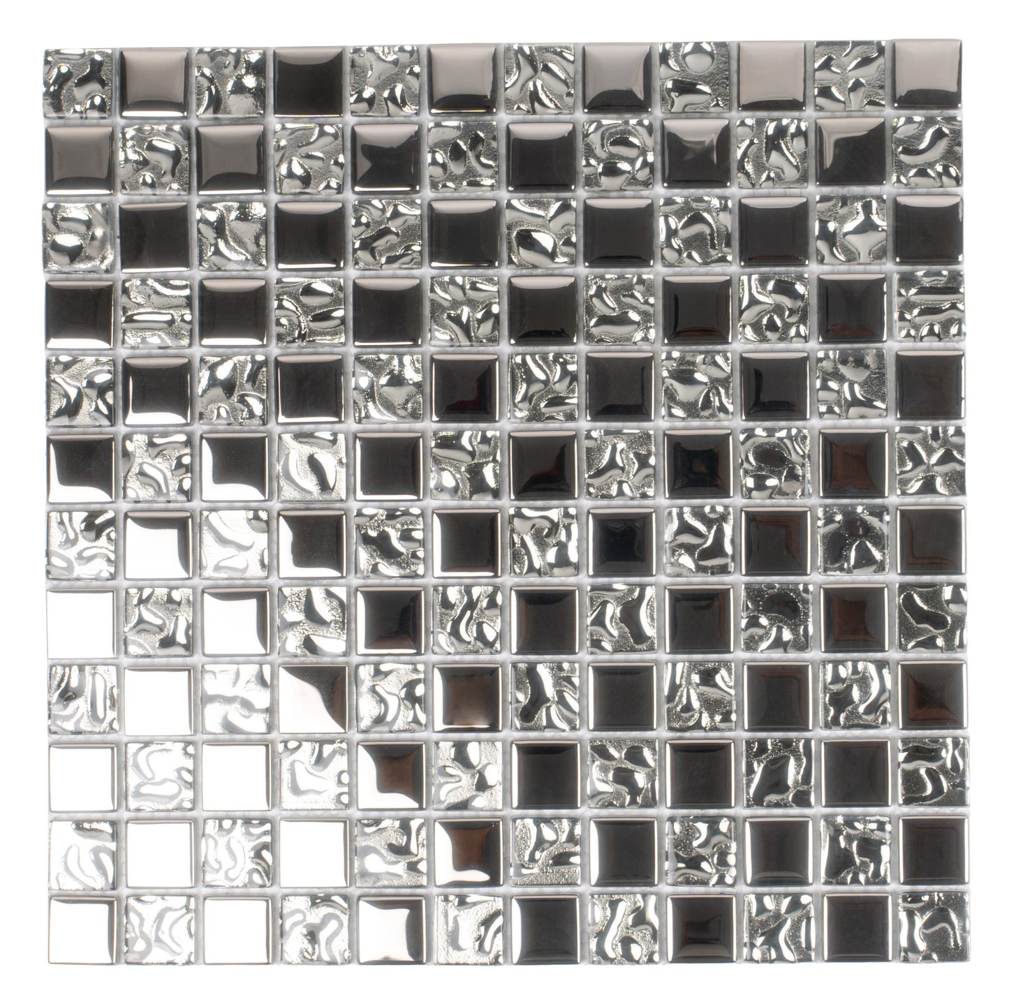 Silver 12 x 12 Glossy Glass Mosaic Tile