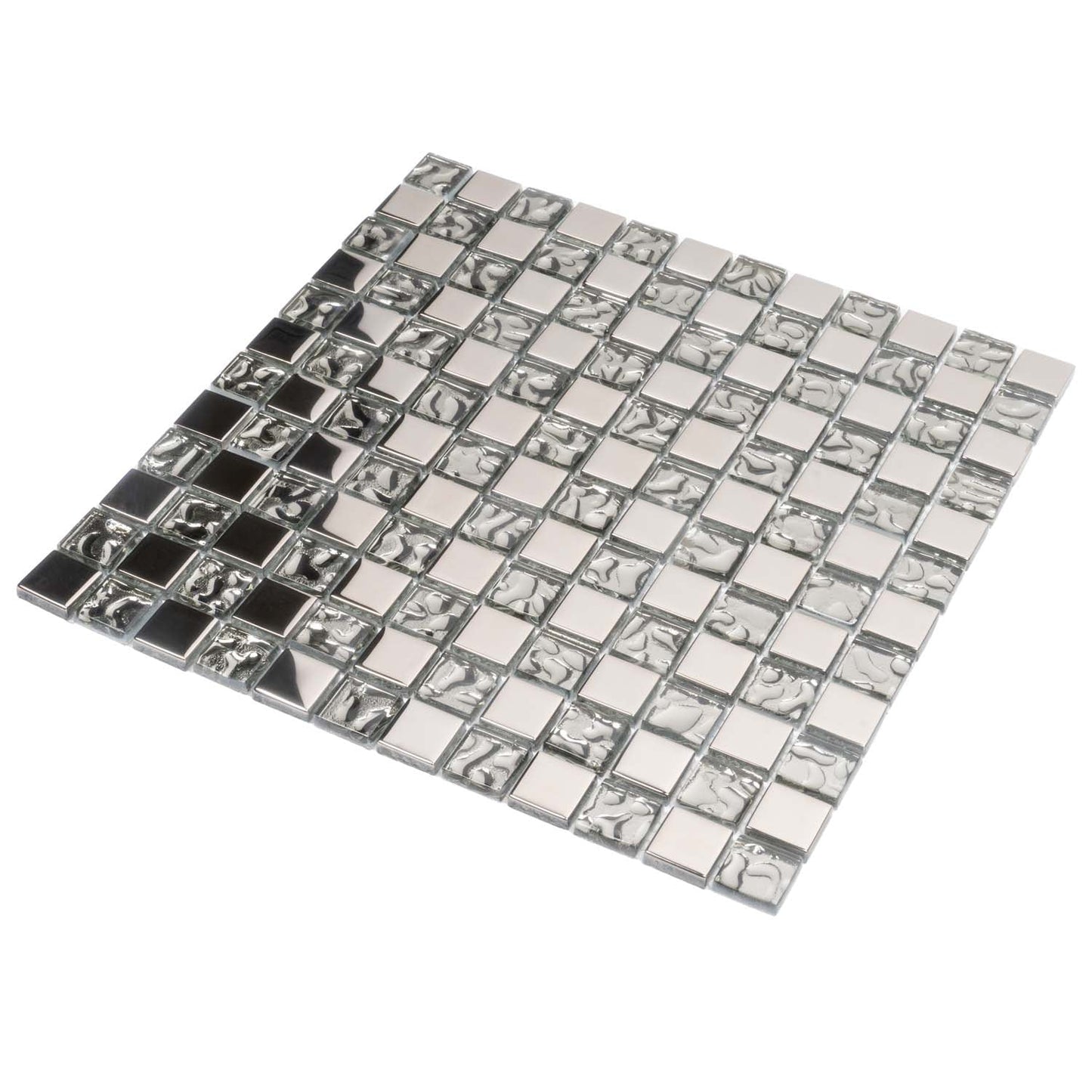 Silver 12 x 12 Glossy Glass Mosaic Tile