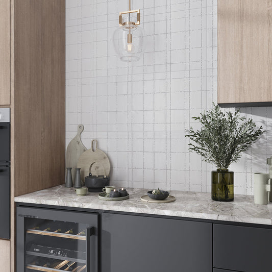 Cotton White 18 x 48 Textured Ceramic Large Tile - Sample