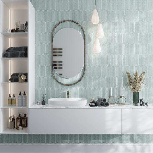 Pistachio Green 2 x 10 Glossy Ceramic Picket Tile