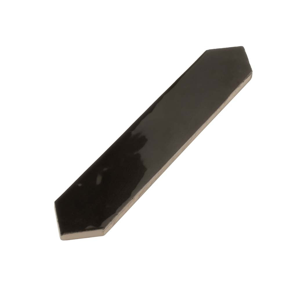 Black 2 x 10 Glossy Ceramic Picket Tile