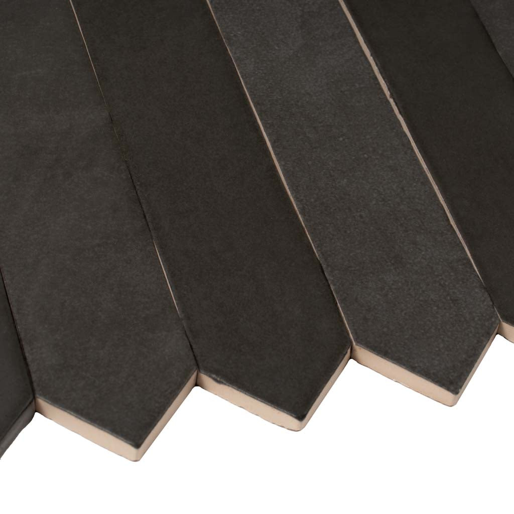 Black 2 x 10 Matte Ceramic Picket Tile