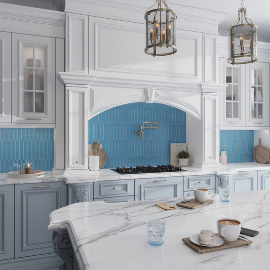 Teal Blue 2 x 10 Matte Ceramic Picket Tile - Sample