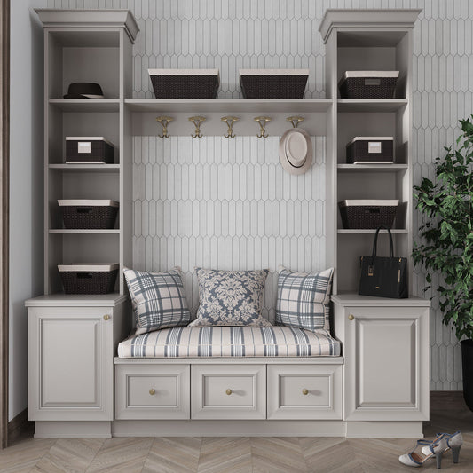 Pearl White 2 x 10 Matte Ceramic Picket Tile - Sample