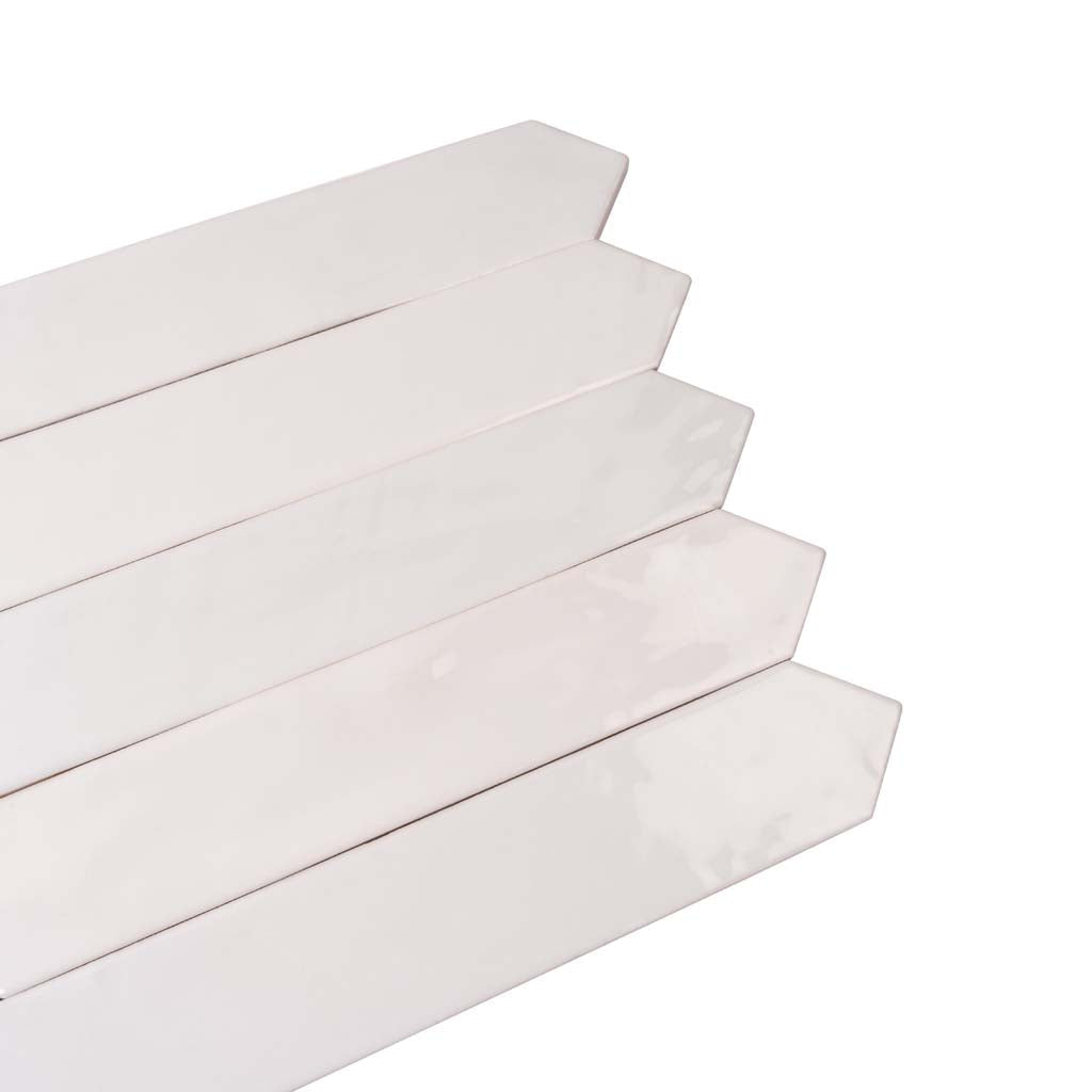 Cotton White 2 x 10 Glossy Ceramic Picket Tile