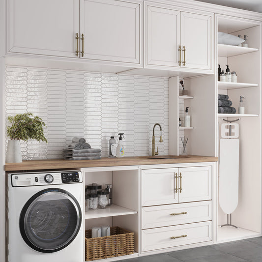 Cotton White 2 x 10 Glossy Ceramic Picket Tile - Sample