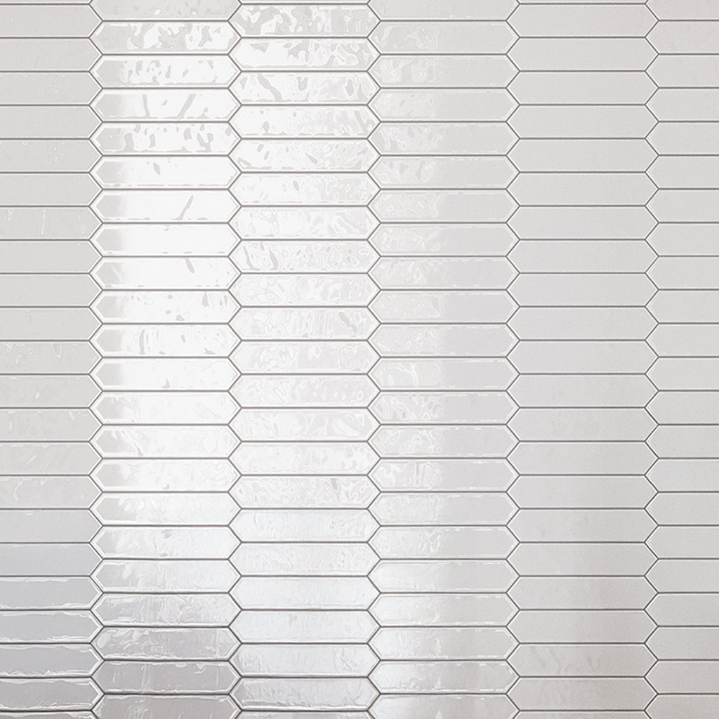 Cotton White 2 x 10 Ceramic Glossy Picket Tile
