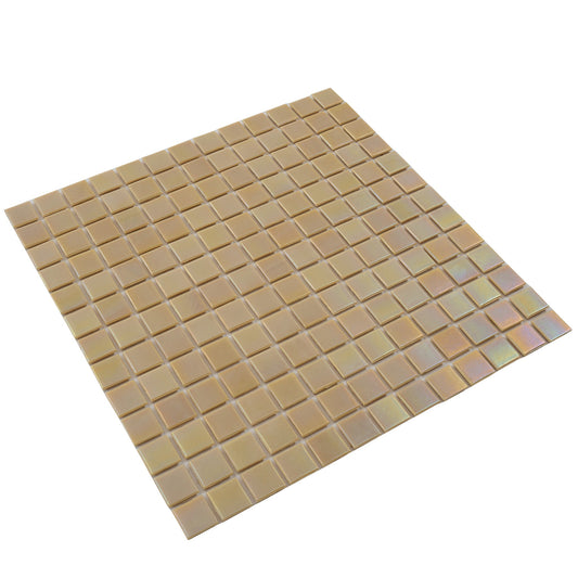 Beige 12 x 12 Glossy Glass Mosaic Tile - Sample