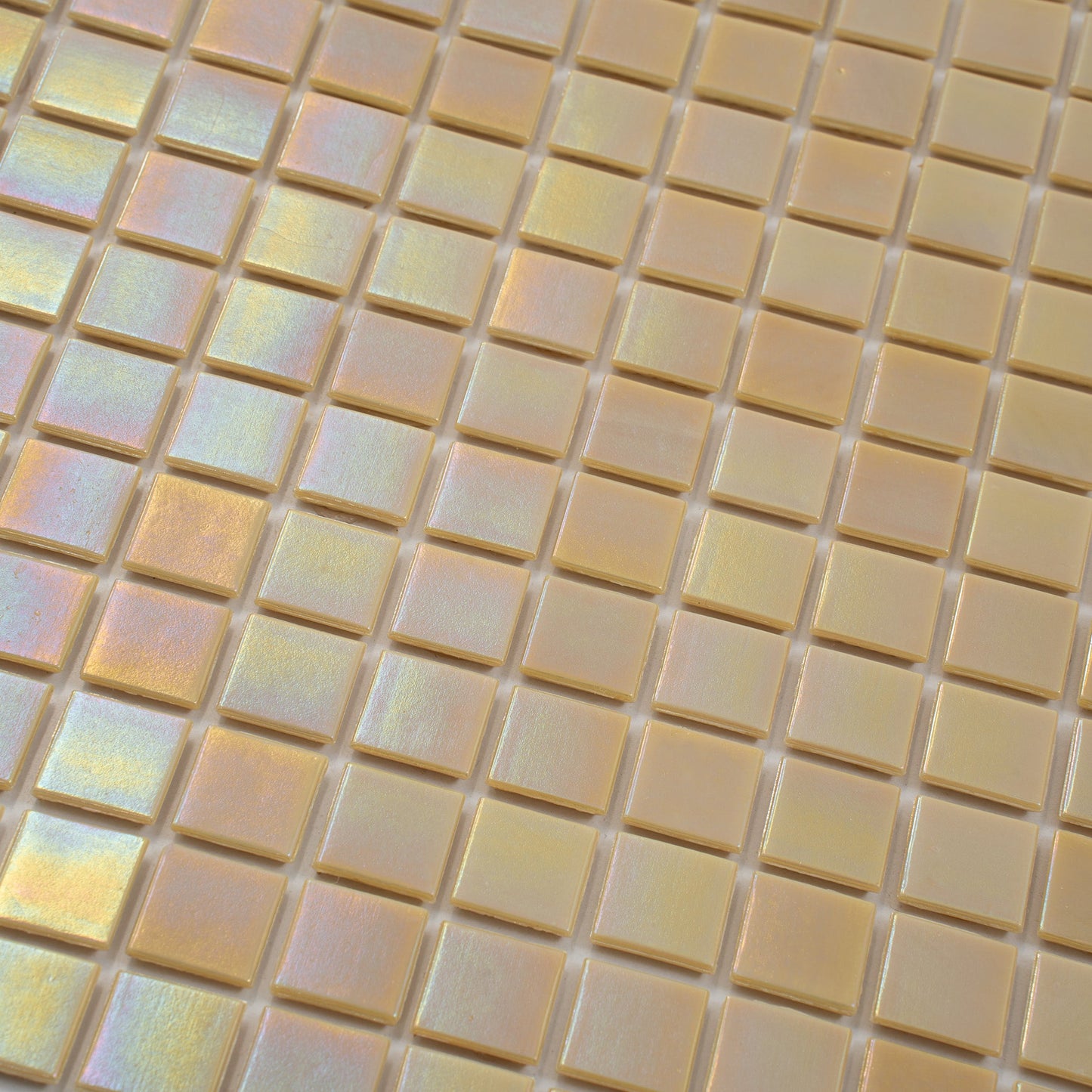 Beige 12 x 12 Glossy Glass Mosaic Tile