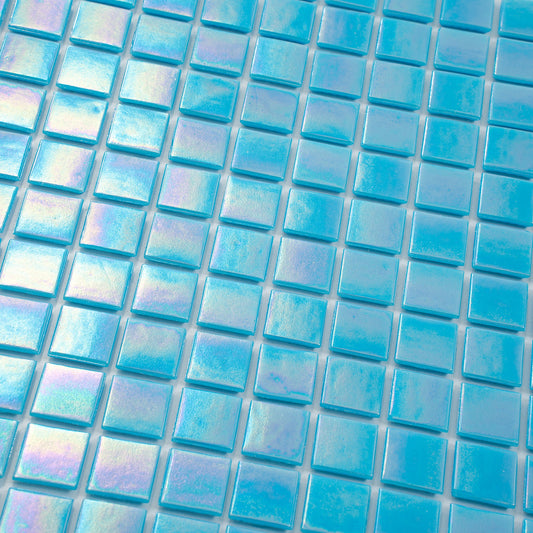 Turquoise Blue 12 x 12 Glossy Glass Mosaic Tile