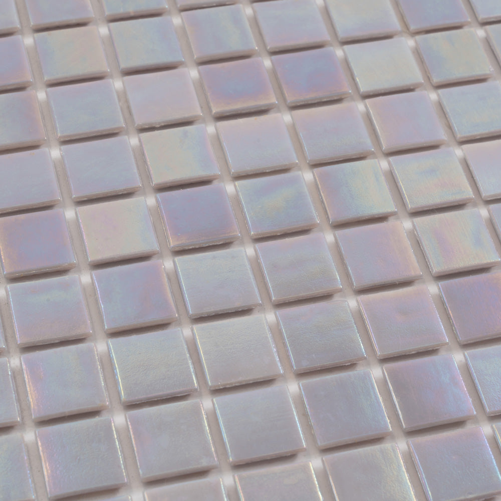 Pearlescent Pink 12 x 12 Glossy Glass Mosaic Tile