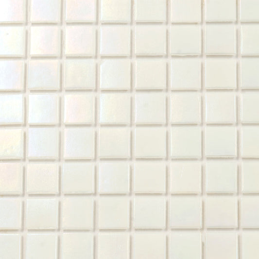 Cotton White 12 x 12 Glossy Glass Mosaic Tile - Sample