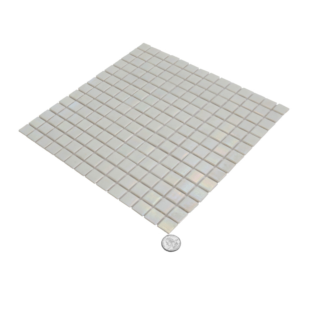 White 12 x 12 Glossy Glass Mosaic Tile