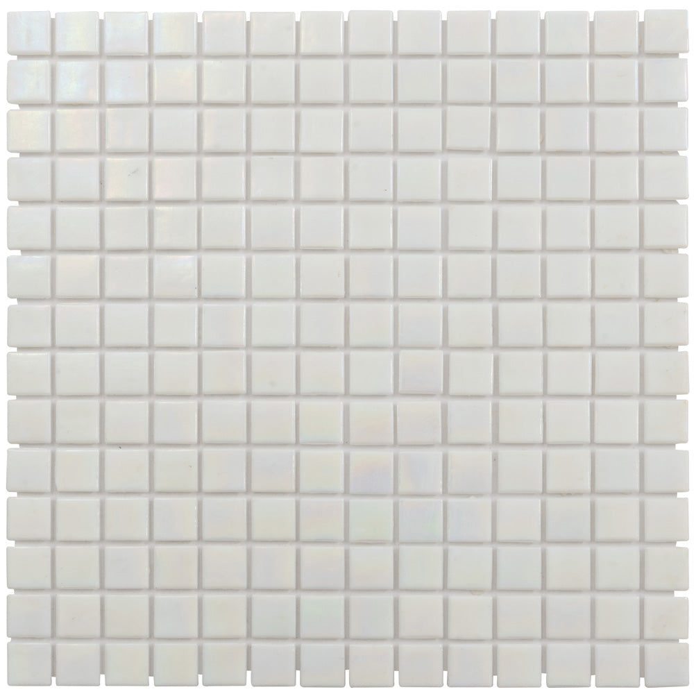 White 12 x 12 Glossy Glass Mosaic Tile