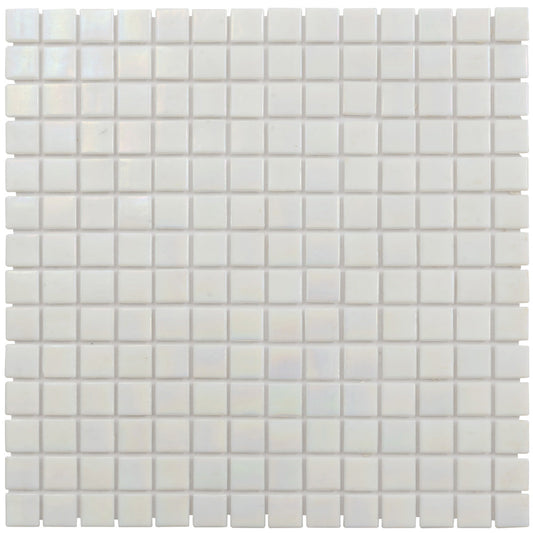 White 12 x 12 Glossy Glass Mosaic Tile