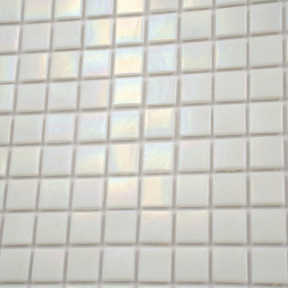 White 12 x 12 Glossy Glass Mosaic Tile