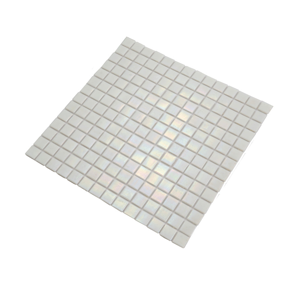 White 12 x 12 Glossy Glass Mosaic Tile