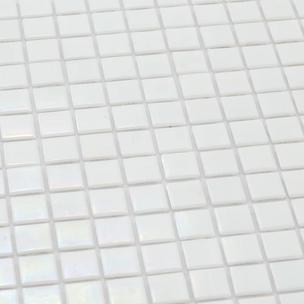 White 12 x 12 Glossy Glass Mosaic Tile