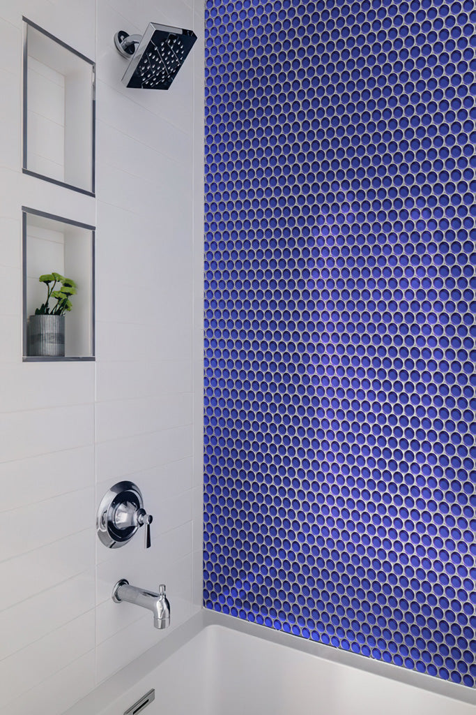 Cobalt Blue 12 x 12 Glossy Glass Mosaic Tile