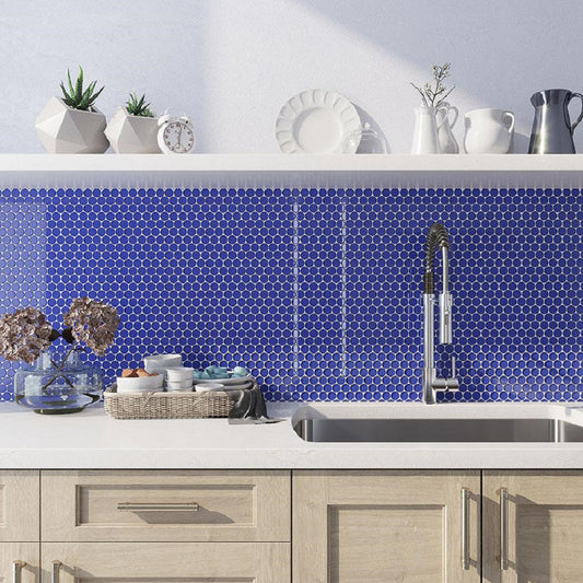 Cobalt Blue 12 x 12 Glossy Glass Mosaic Tile - Sample