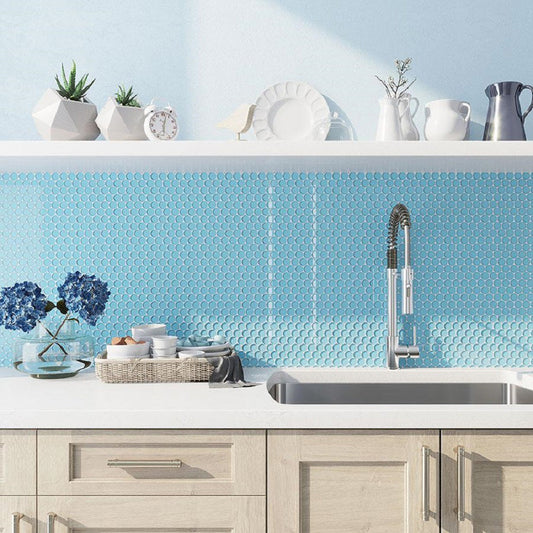 Sapphire Blue 12 x 12 Glossy Glass Mosaic Tile - Sample