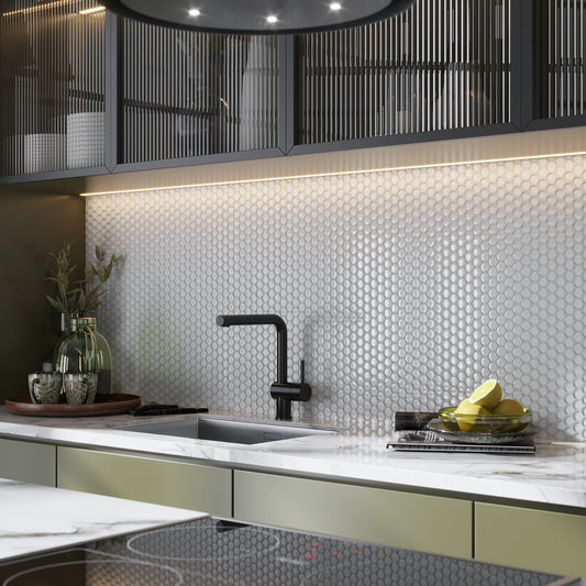 White 12 x 12 Glossy Glass Mosaic Tile - Sample