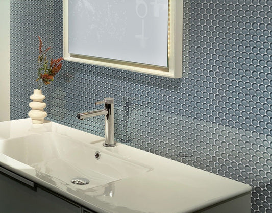 Stone Blue 12 x 12 Glossy Glass Mosaic Tile - Sample