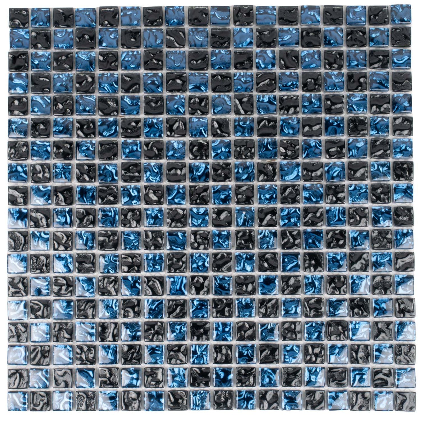 Blue and Black 12 x 12 Glossy Glass Mosaic Tile