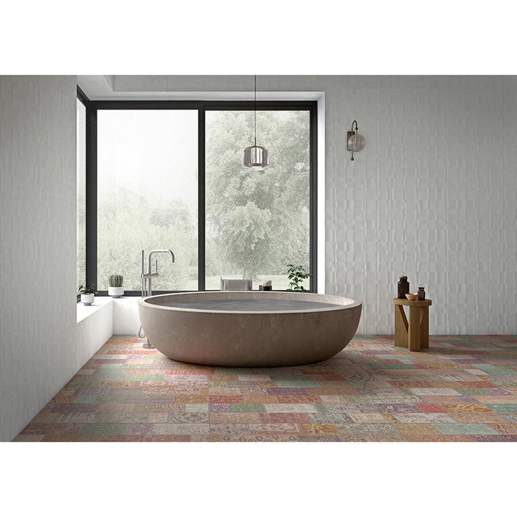 Cotton White 18 x 48 Textured Ceramic Large Tile