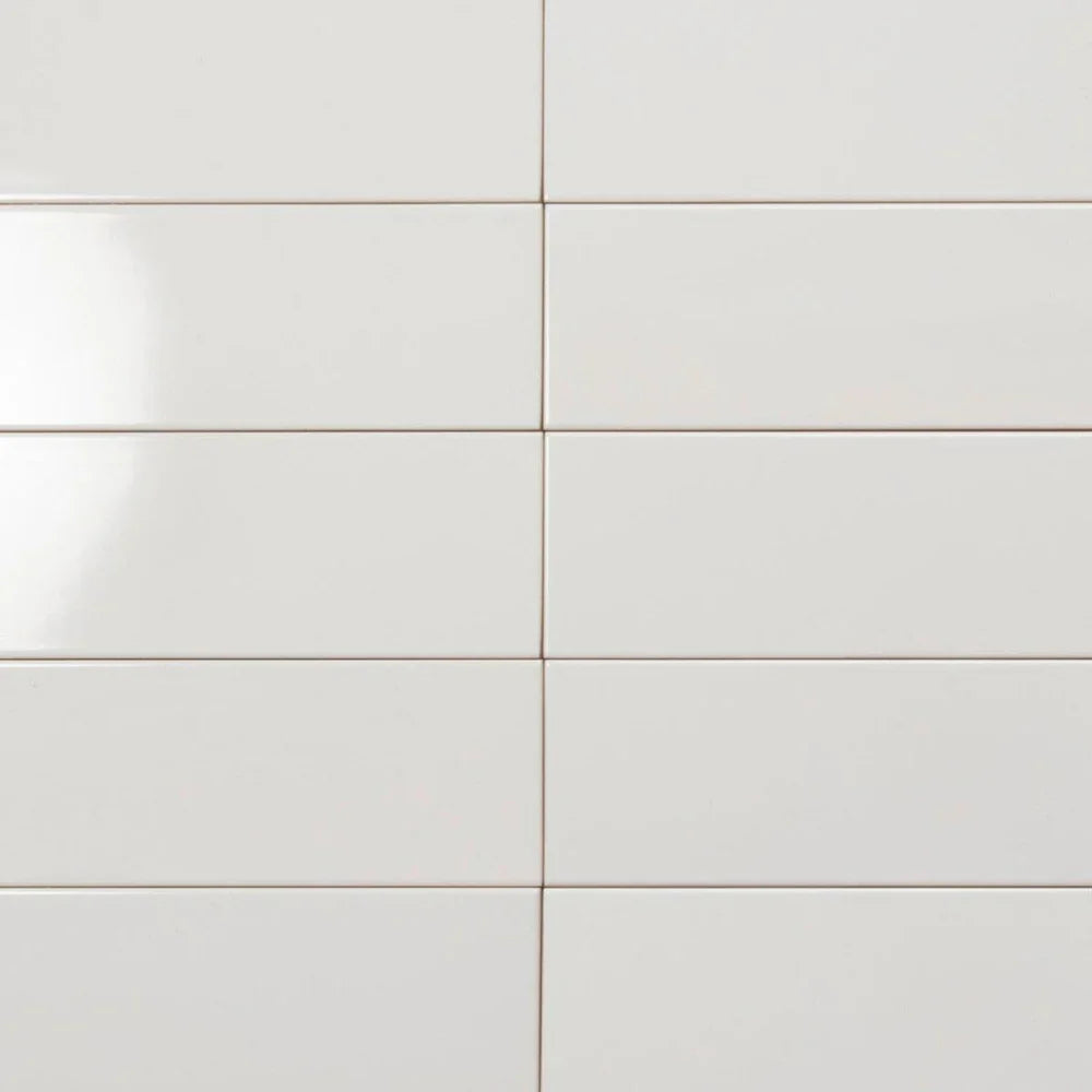 White 4 x 12 Polished Ceramic Subway Tile