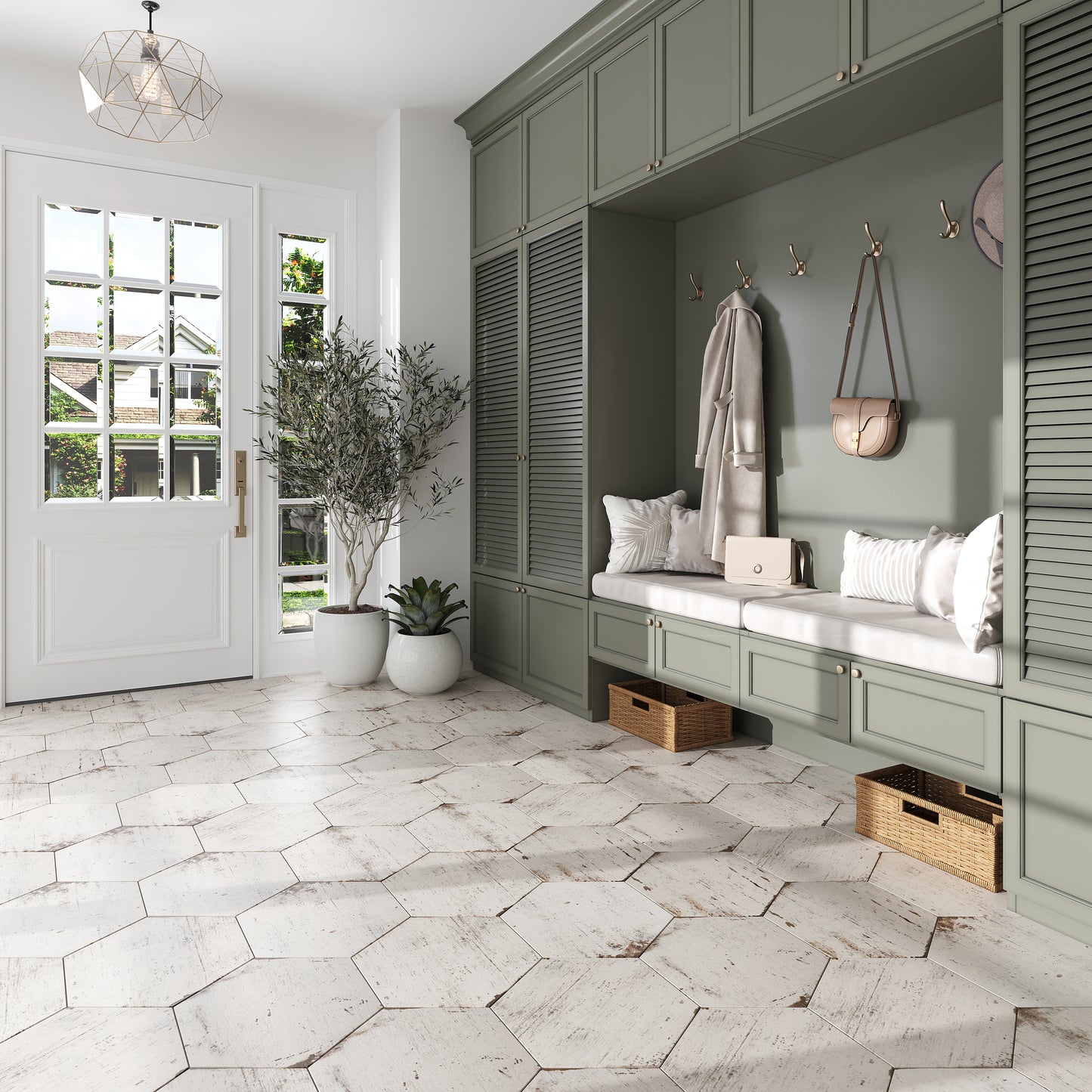 Ivory White 14 x 14 Matte Porcelain Hexagon Tile