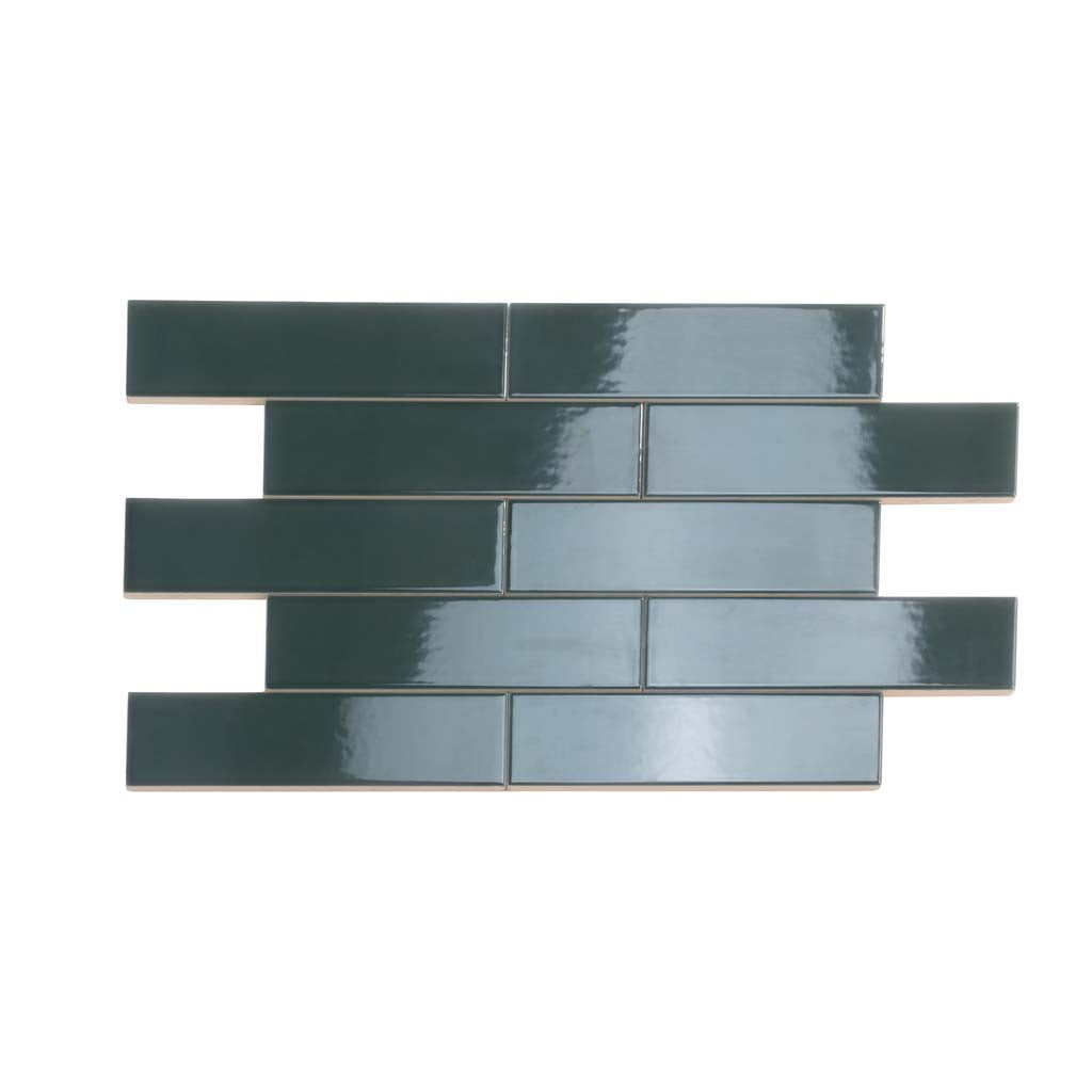 Green 2 x 8 Glossy Ceramic Subway Tile